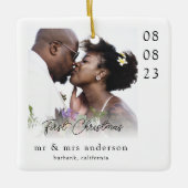 Eerste Kerstmis als Mr & Mrs Wedding Foto Keramisch Ornament (Voorkant)