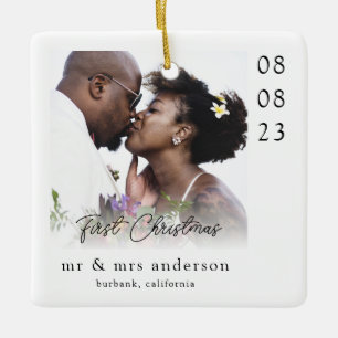 Eerste Kerstmis als Mr & Mrs Wedding Foto Keramisch Ornament