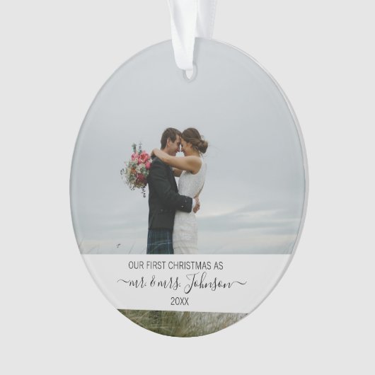 Eerste Kerstmis als Mr & Mrs Wedding Foto Ornament (voorkant)