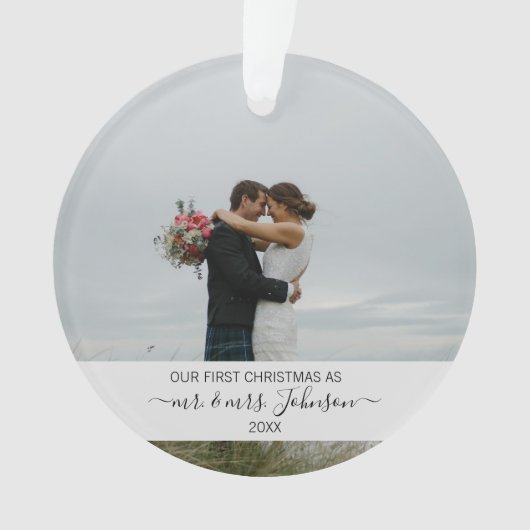 Eerste Kerstmis als Mr & Mrs Wedding Foto Ornament (voorkant)