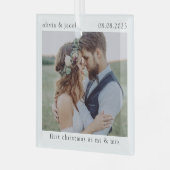 Eerste Kerstmis als Mr & Mrs Wedding Photo Keepomw Glas Ornament (Voorkant links)