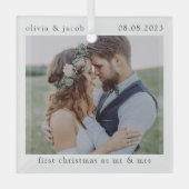 Eerste Kerstmis als Mr & Mrs Wedding Photo Keepomw Glas Ornament (Voorkant)