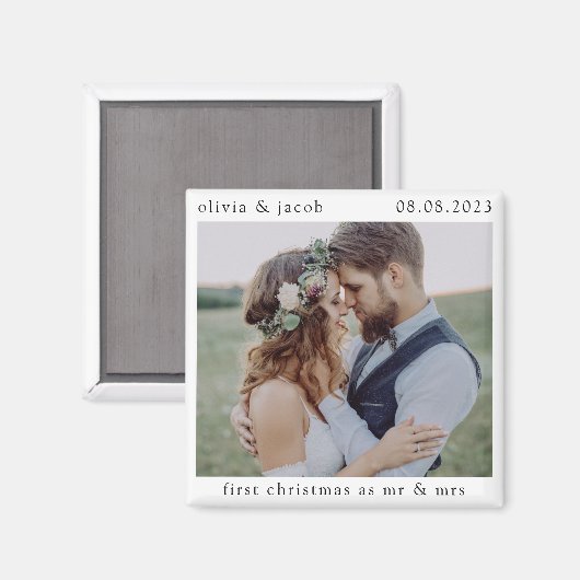 Eerste Kerstmis als Mr & Mrs Wedding Photo Keepomw Magneet (Voorkant / Achterkant)