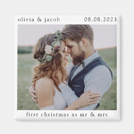 Eerste Kerstmis als Mr & Mrs Wedding Photo Keepomw Magneet (Voorkant)