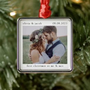 Eerste Kerstmis als Mr & Mrs Wedding Photo Keepomw Metalen Ornament