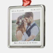 Eerste Kerstmis als Mr & Mrs Wedding Photo Keepomw Metalen Ornament (Links)
