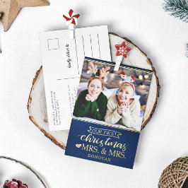 Eerste Kerstmis als mrs & mrs pasgetrouwden lgbtq  Folie Feestdagen Briefkaart