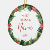 Eerste Kerstmis als Nana Baby Photo Wreate Keramisch Ornament (Links)