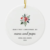 Eerste Kerstmis als Nana en Papa | Elegant Keramisch Ornament (Voorkant)