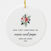 Eerste Kerstmis als Nana en Papa | Elegant Keramisch Ornament (Achterkant)