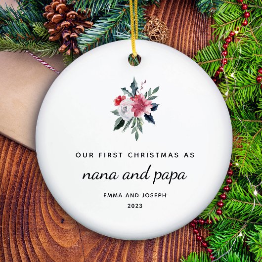 Eerste Kerstmis als Nana en Papa | Elegant Keramisch Ornament