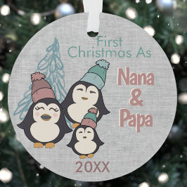 Eerste Kerstmis als Nana & Papa Schattige Penguin  Ornament