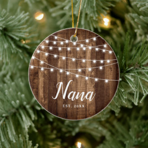 Eerste Kerstmis als Nana Rustic op persoonlijke ti Keramisch Ornament