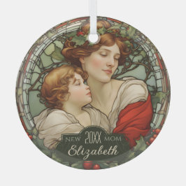 Eerste Kerstmis als Nieuwe Mam Glas in lood Orname Ornament