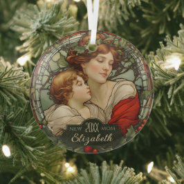 Eerste Kerstmis als Nieuwe Mam Glas in lood Orname Ornament
