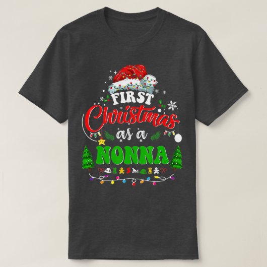 Eerste Kerstmis als nonna Santa Hat Ugly 20 T-shirt (Design voorkant)
