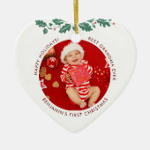 Eerste Kerstmis als oma Baby Foto's Keramisch Ornament (Voorkant)