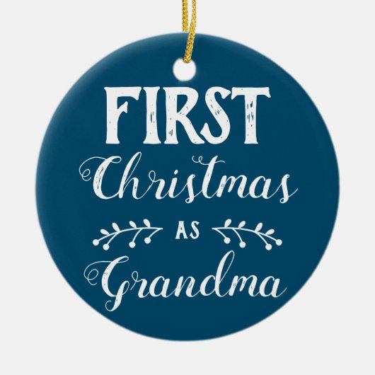 Eerste Kerstmis als oma blauw met babyfoto Keramisch Ornament (Voorkant)