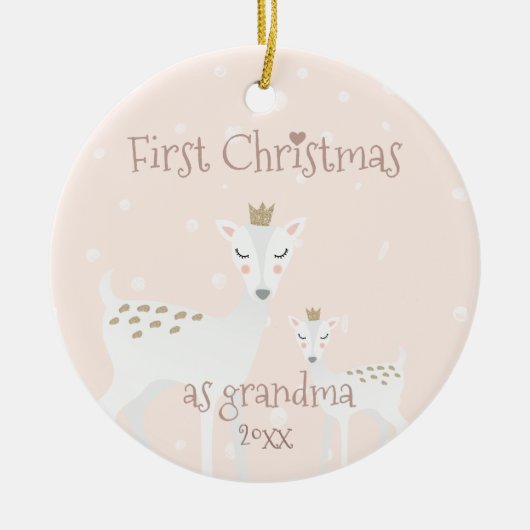 Eerste Kerstmis als oma - Cute Deer Keramisch Ornament (Voorkant)