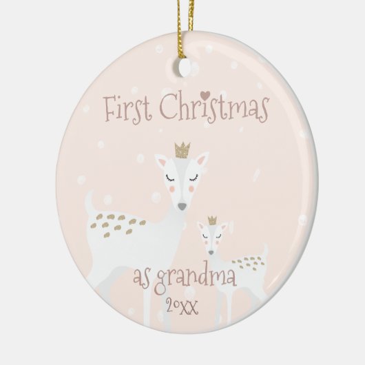 Eerste Kerstmis als oma - Cute Deer Keramisch Ornament (Links)