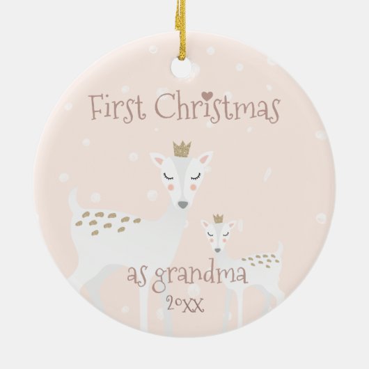 Eerste Kerstmis als oma - Cute Deer Keramisch Ornament (Achterkant)