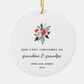 Eerste Kerstmis als oma en opa | Elegant Keramisch Ornament (Voorkant)