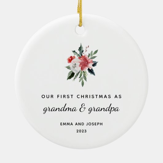 Eerste Kerstmis als oma en opa | Elegant Keramisch Ornament (Achterkant)
