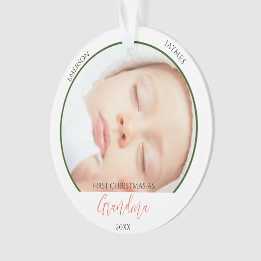 Eerste Kerstmis als oma fotoscript Ornament (voorkant)