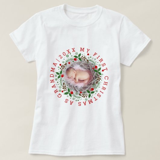 Eerste Kerstmis als oma met rood T-shirt (Design voorkant)