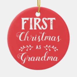 Eerste Kerstmis als oma rood met baby's foto Keramisch Ornament