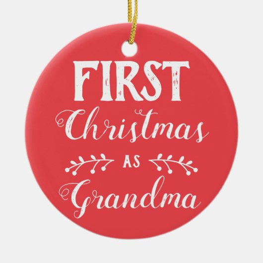 Eerste Kerstmis als oma rood met baby's foto Keramisch Ornament (Voorkant)