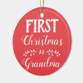 Eerste Kerstmis als oma rood met baby's foto Keramisch Ornament (Links)