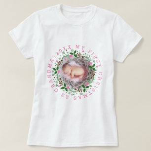 Eerste Kerstmis als oma roze T-shirt
