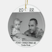 Eerste Kerstmis als oom Black en White Modern Keramisch Ornament (Links)