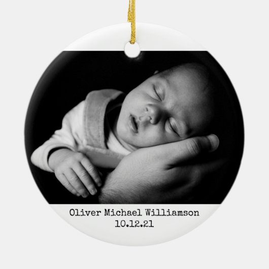 Eerste Kerstmis als oom Black en White Modern Keramisch Ornament (Achterkant)