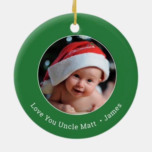 Eerste Kerstmis als Oom Foto Keramisch Ornament (Achterkant)