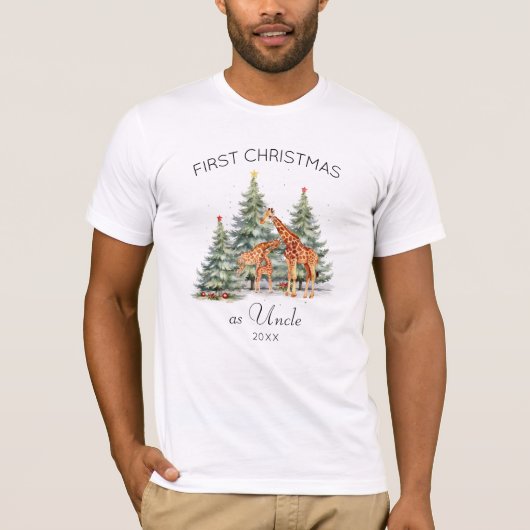 Eerste Kerstmis als Oom Jaar Schattigee Giraffes F T-shirt (Voorkant)