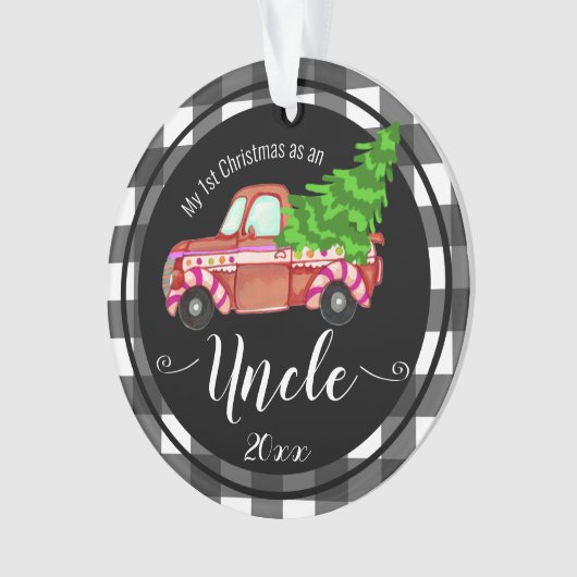 Eerste Kerstmis als oom Red Truck Ornament (voorkant)