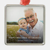 Eerste Kerstmis als opa Elegante fotovakantie Metalen Ornament (Voorkant)