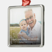 Eerste Kerstmis als opa Elegante fotovakantie Metalen Ornament (Links)