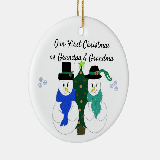 Eerste Kerstmis als opa en oma Keramisch Ornament (Rechts)