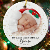 Eerste Kerstmis als opa-fotokeramische versiering Keramisch Ornament