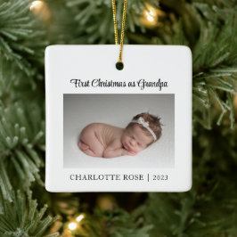 Eerste Kerstmis als opa New Baby Foto Keramisch Ornament
