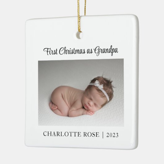 Eerste Kerstmis als opa New Baby Foto Keramisch Ornament (Links)