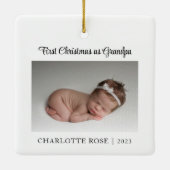 Eerste Kerstmis als opa New Baby Foto Keramisch Ornament (Achterkant)