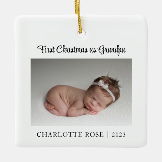 Eerste Kerstmis als opa New Baby Foto Keramisch Ornament (Voorkant)