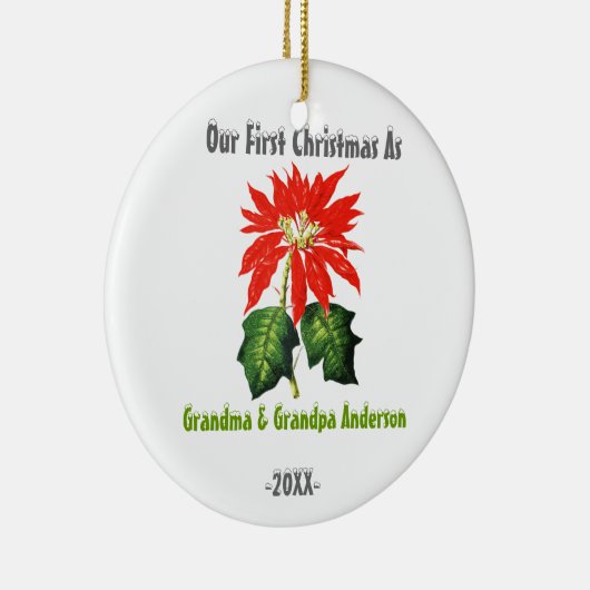 Eerste Kerstmis als opa opa Poinsettia Keramisch Ornament (Rechts)