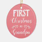 Eerste Kerstmis als opa roze met babyfoto Keramisch Ornament (Links)