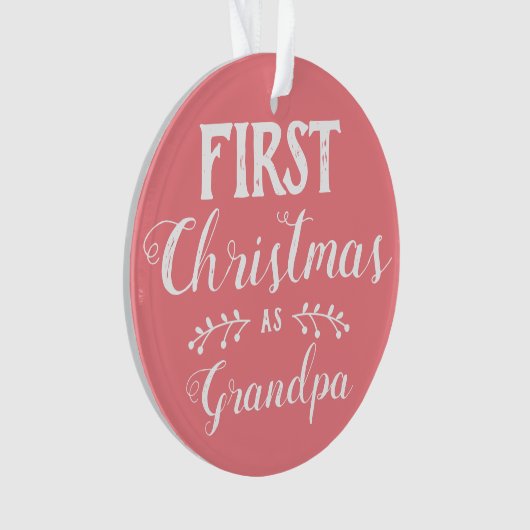 Eerste Kerstmis als opa roze & wit met foto Ornament (voorkant)