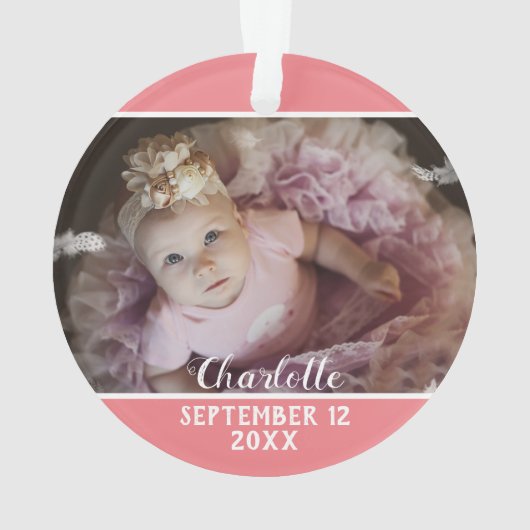 Eerste Kerstmis als opa roze & wit met foto Ornament (achterkant)